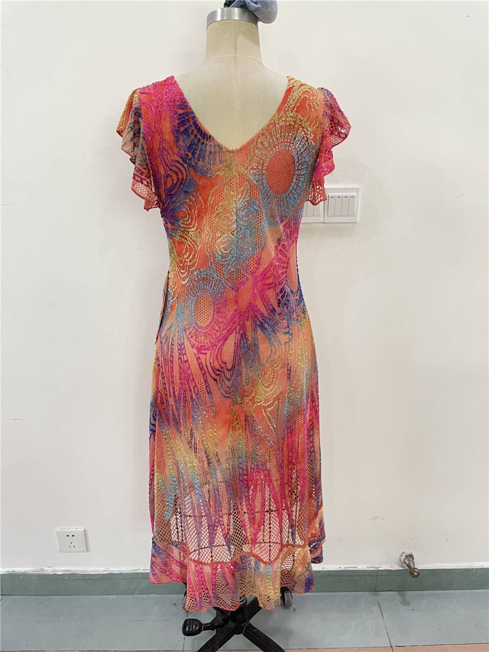 Kamana - Women's Redwood Burnout Cap Slv High Low Dress KV24164: L