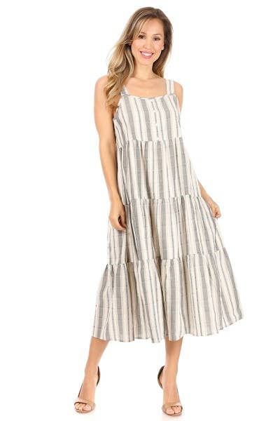Striped maxi dress: S / IVORY/BLUE