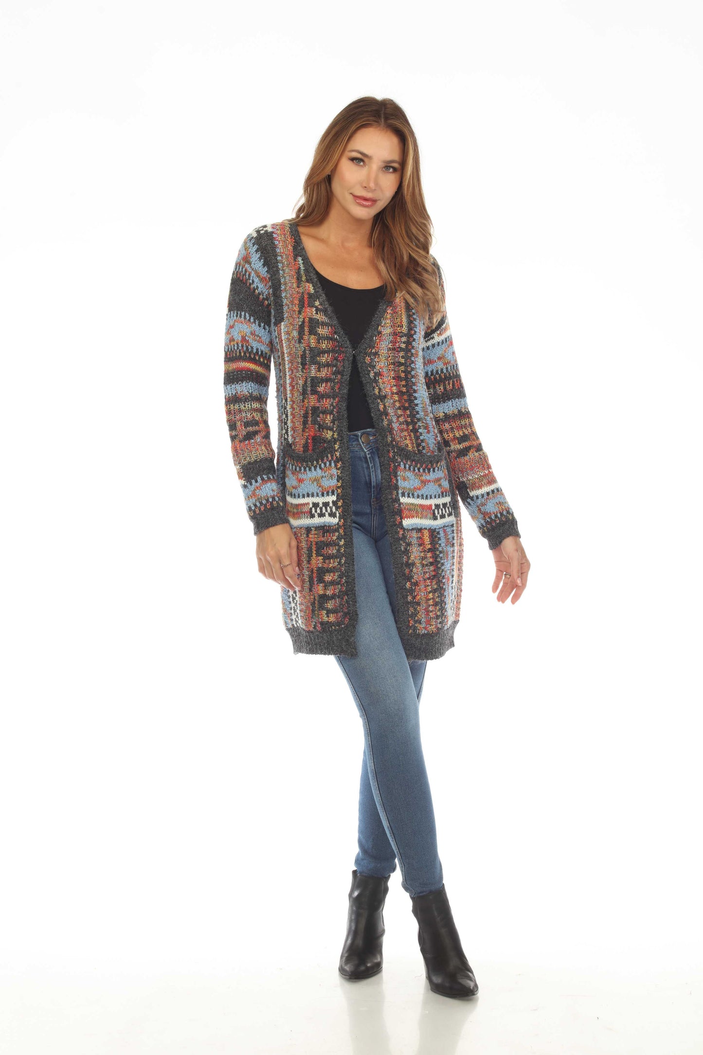 Kamana - Women's Grandcanyon Multi Pocket Open Front Sweater Cardigan: XL