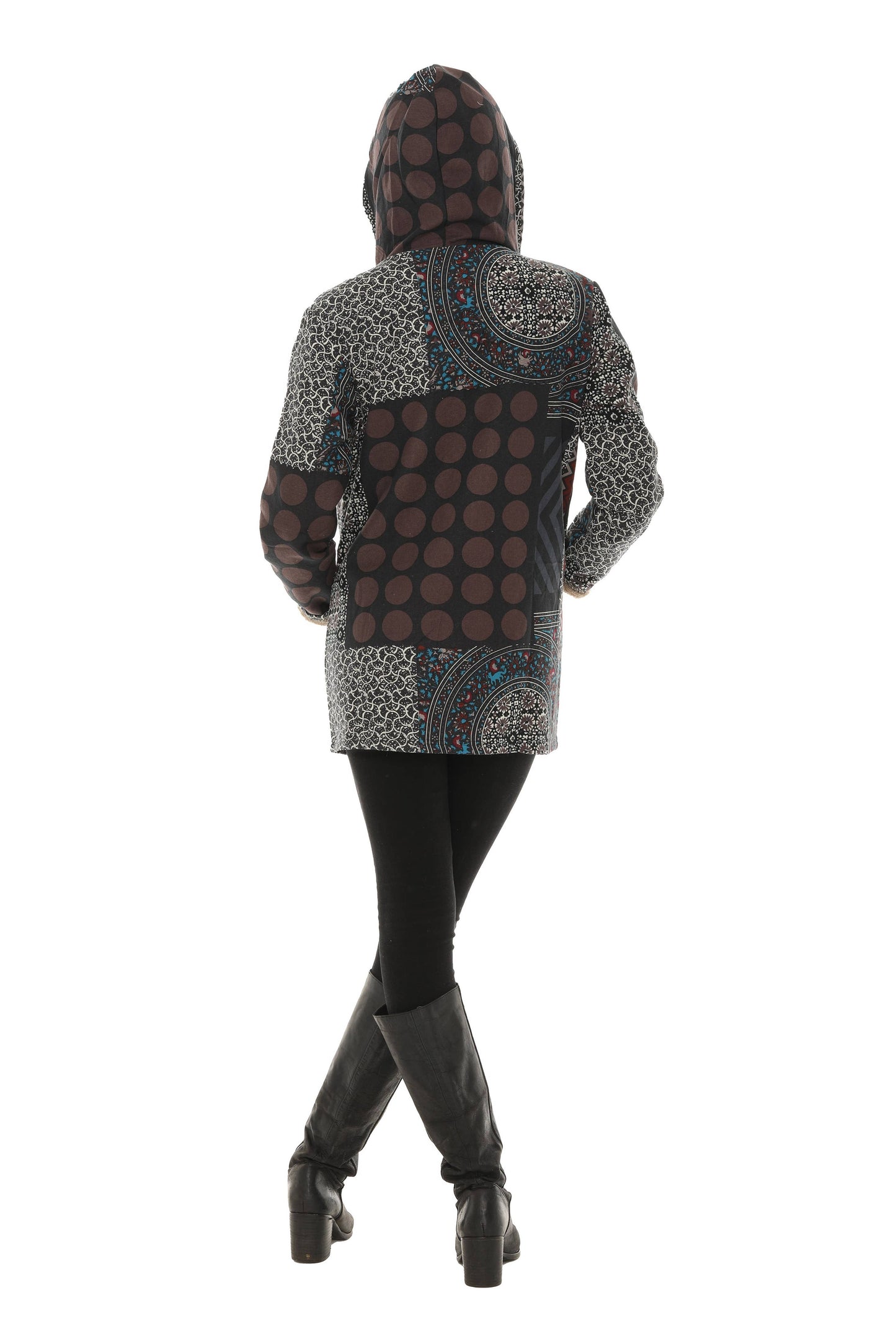 Geo/Chevron Print Hoodie Jacket: 4X