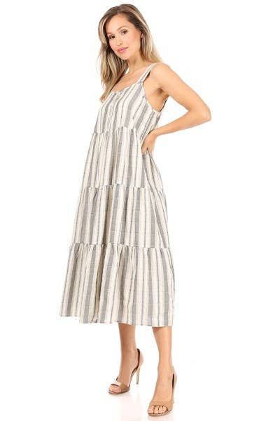 Striped maxi dress: M / IVORY/BLUE