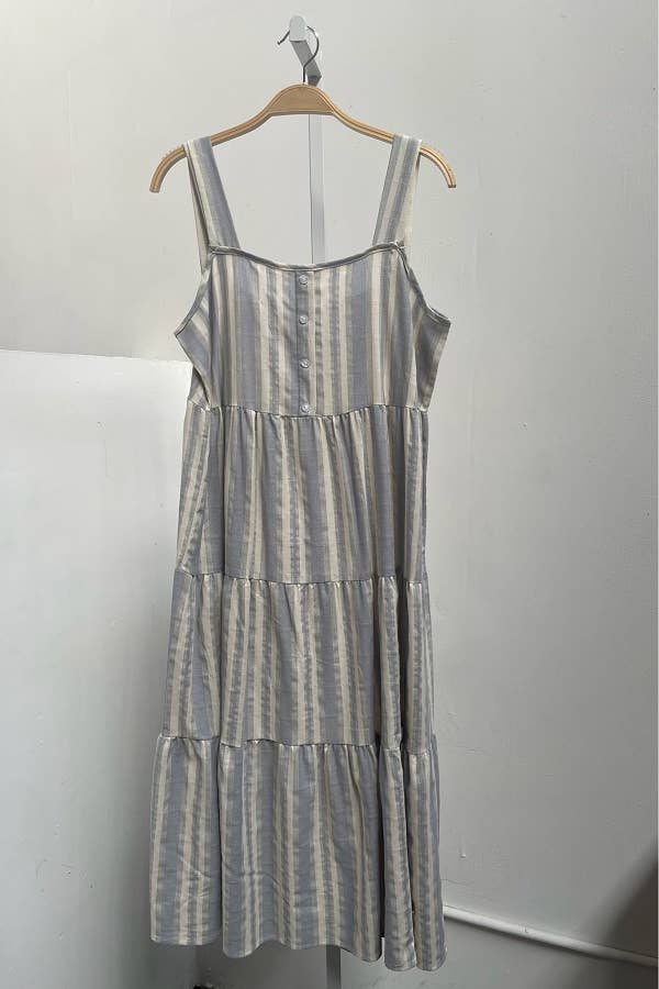 Striped maxi dress: XL / IVORY/BLUE