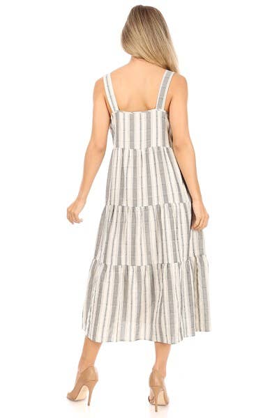 Striped maxi dress: M / IVORY/BLUE