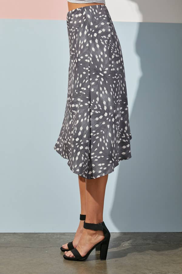 JADE BY JANE - Animal print asymmetrical midi skirt1: S / Olive