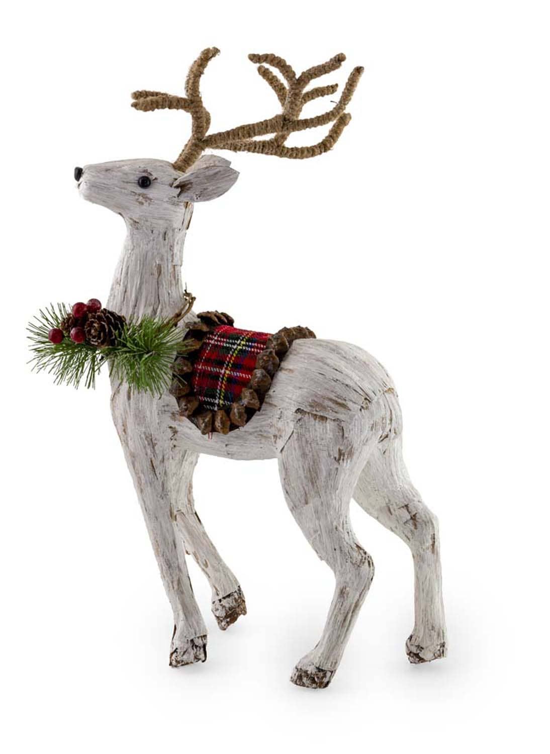 14.5" Geno White Coat Deer Standing Christmas Accent