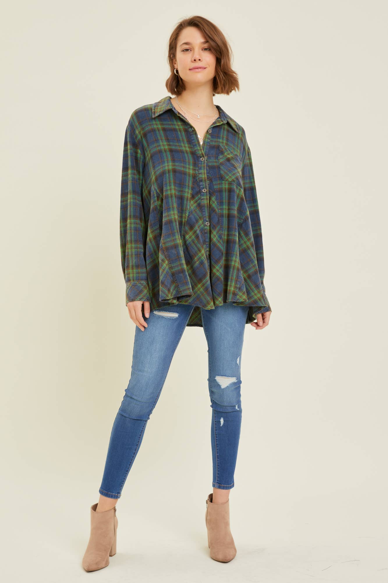 ET1596 WESTERN WASHED PLAID SHIRT: S / RED