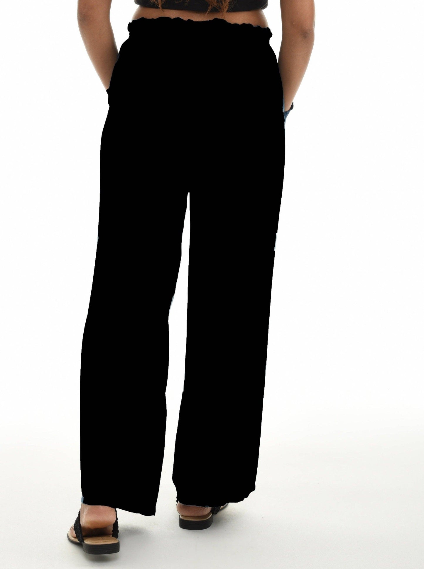 Soft Wide Leg Women Pants: BLACK / 3X