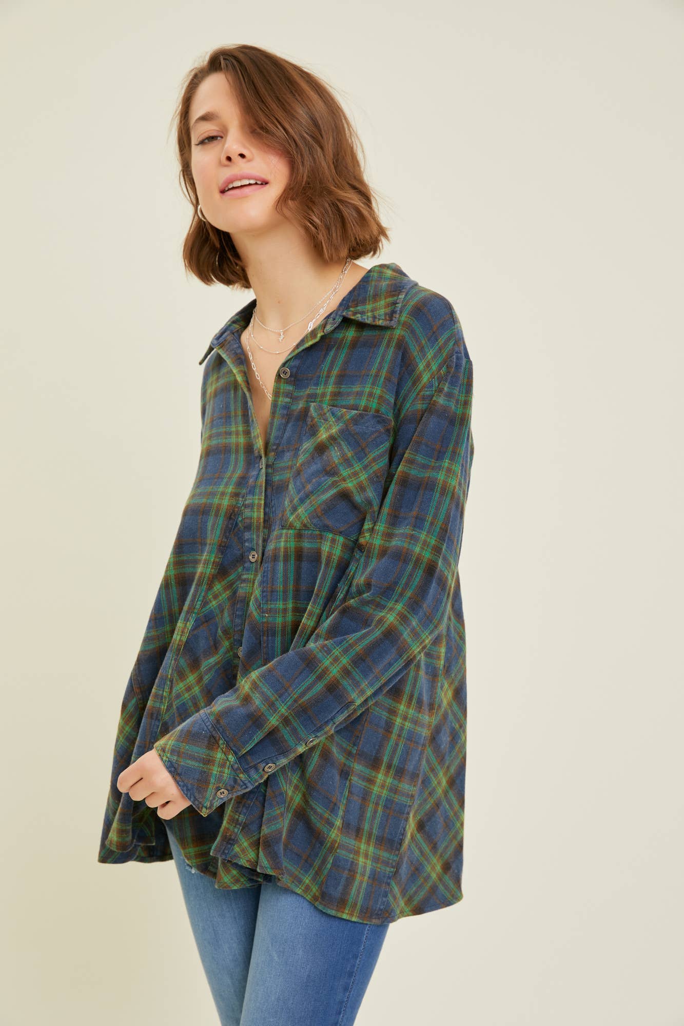 ET1596 WESTERN WASHED PLAID SHIRT: M / RED
