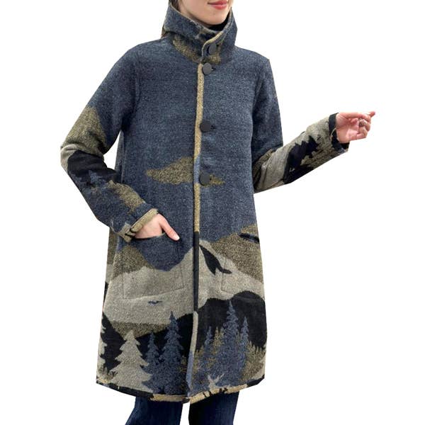 Winding River - Blue / Camel Reversible Coat – Mountain Collection