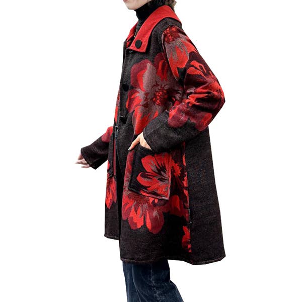 Winding River - Red / Black Reversible Coat – Flower Collection