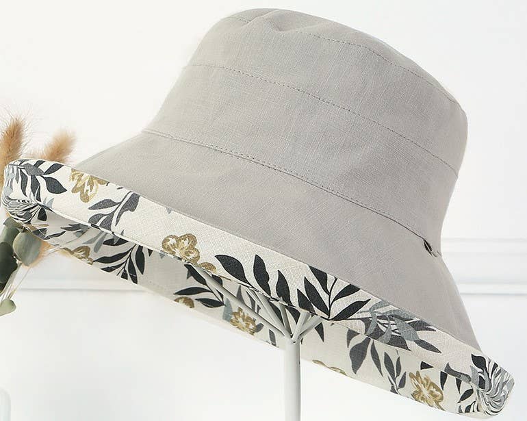 Winding River - Gray Floral Reversible Sun Hat